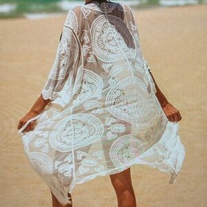Elegant White Lace Beach Cover-Up